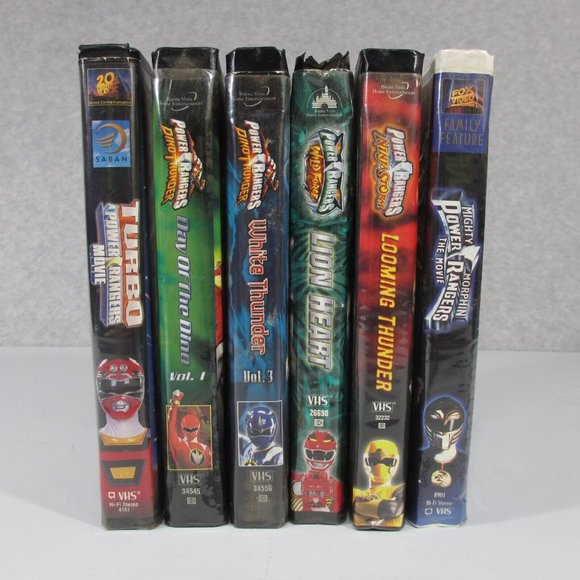 6 Power Rangers VHS MMPR Dinothunder Ninja Storm Wild Force Lion Heart Turbo - Picture 1 of 7